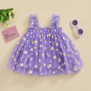 Stylish Baby Girl Dark Purple Printed Frock – Comfortable and Cute Outfit