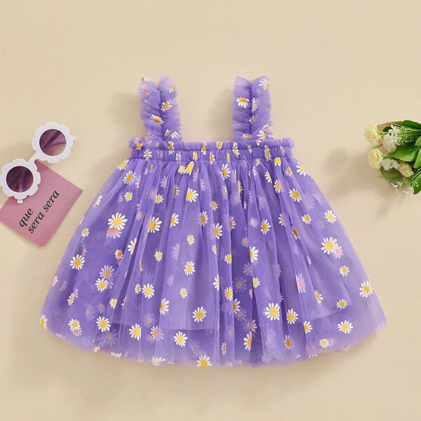 Stylish Baby Girl Dark Purple Printed Frock – Comfortable and Cute Outfit - Image 3