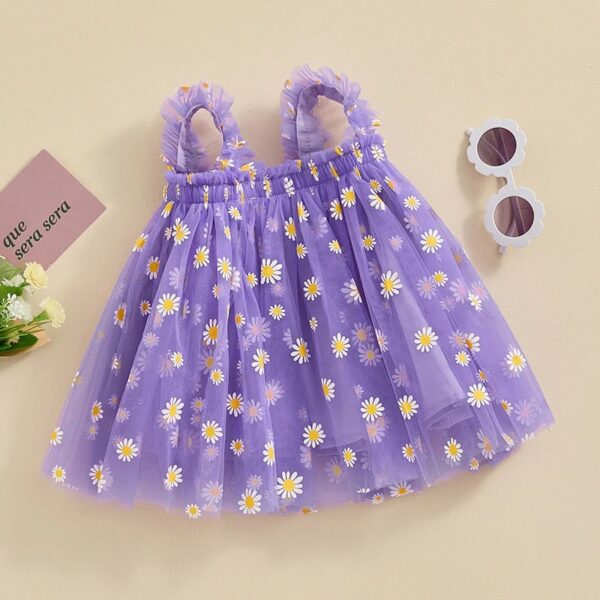 Stylish Baby Girl Dark Purple Printed Frock – Comfortable and Cute Outfit - Image 2