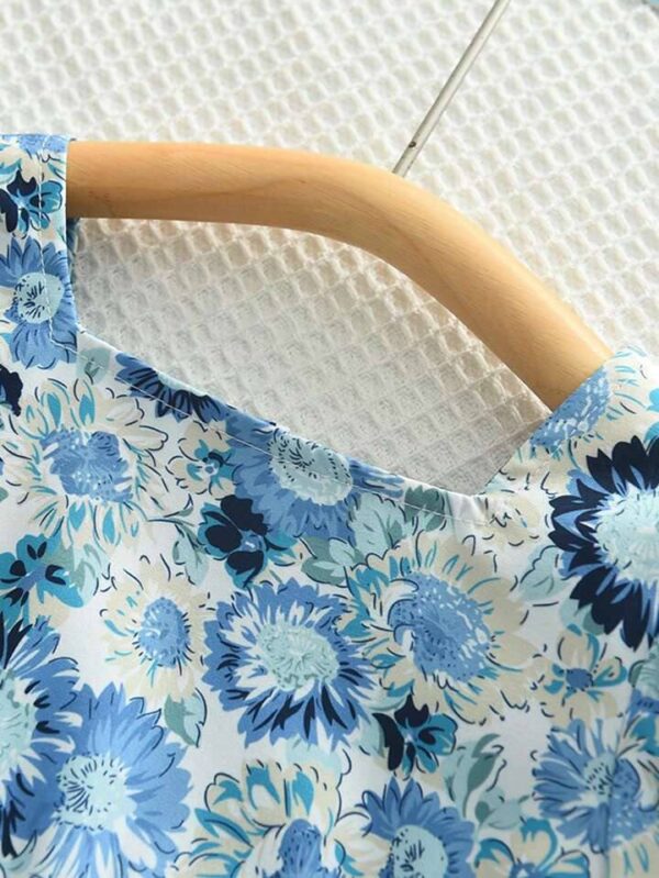 Adorable Blue Frock with a charming floral print for your little princess! - Image 4