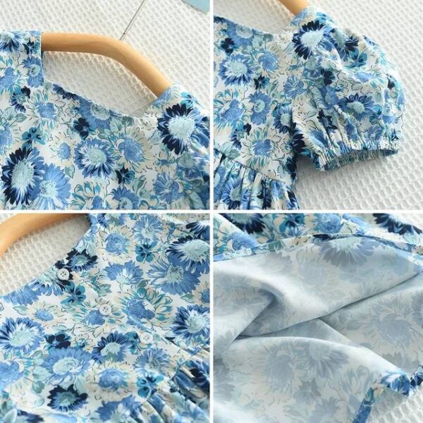 Adorable Blue Frock with a charming floral print for your little princess! - Image 7