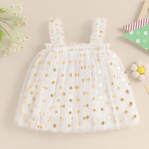 Adorable Dot Print Sleeveless White Princess Party Dress for your little one