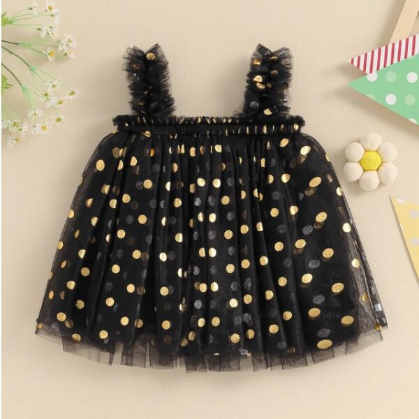 Adorable Dot Print Sleeveless Black Princess Party Dress for your little one - Image 4