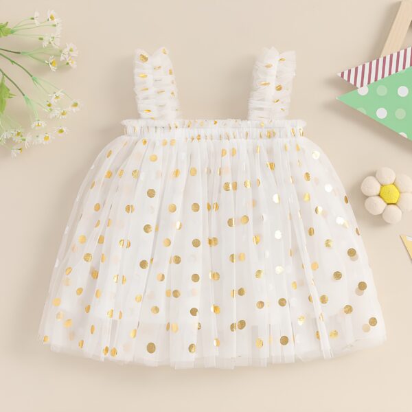 Adorable Dot Print Sleeveless White Princess Party Dress for your little one