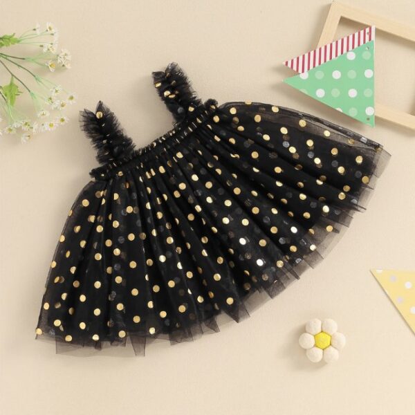 Adorable Dot Print Sleeveless Black Princess Party Dress for your little one - Image 2